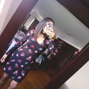 Black Floral mini dress XS